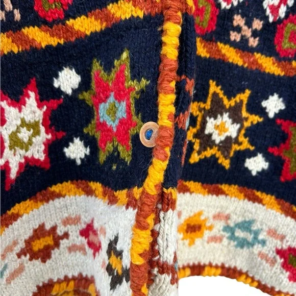 MFA Boston Chunky 100% Wool Vintage Blanket Cardigan Sweater - Size XL - Picture 11 of 11